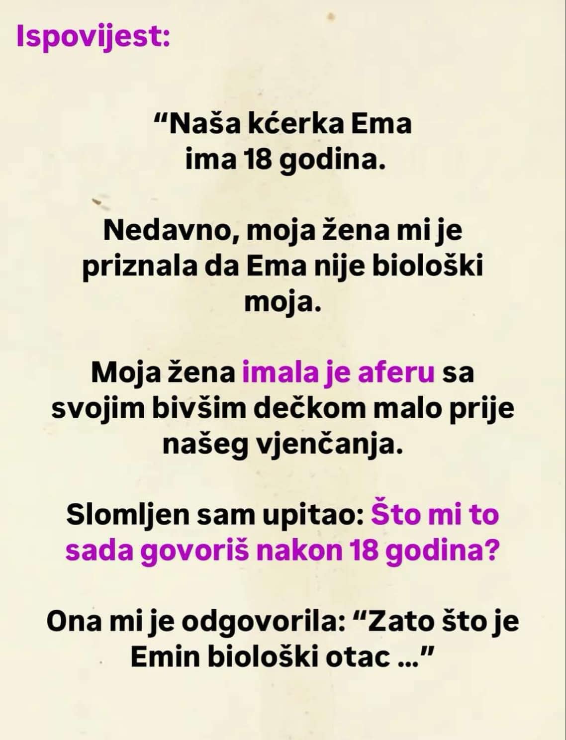 OTKRIO SAM DA MOJA KĆERKA NIJE BIOLOŠKI MOJA: A evo zašto je supruga skrivala istinu